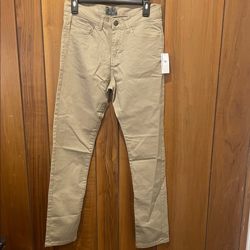 Skinny Stilo Denim 30x38 Tan Straight-Leg Pants
